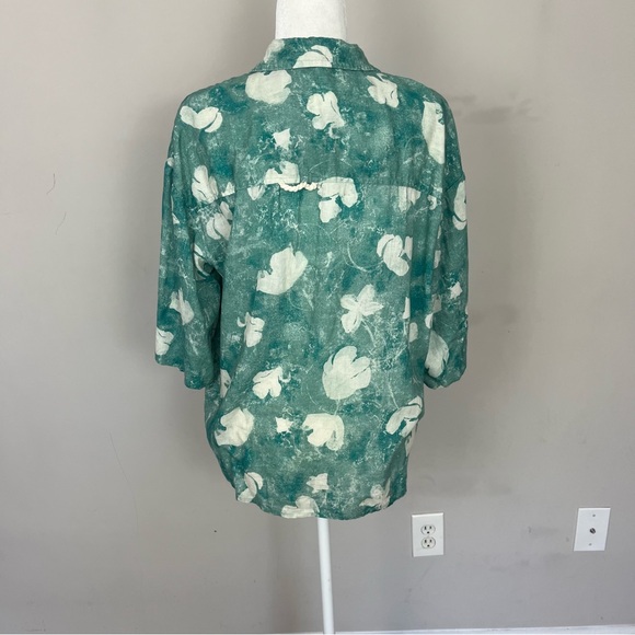 BY ANTHROPOLOGIE SHORT SLEEVE PRINTED LINEN BUTTON DOWN SHIRT SIZE XS - Picture 9 of 16